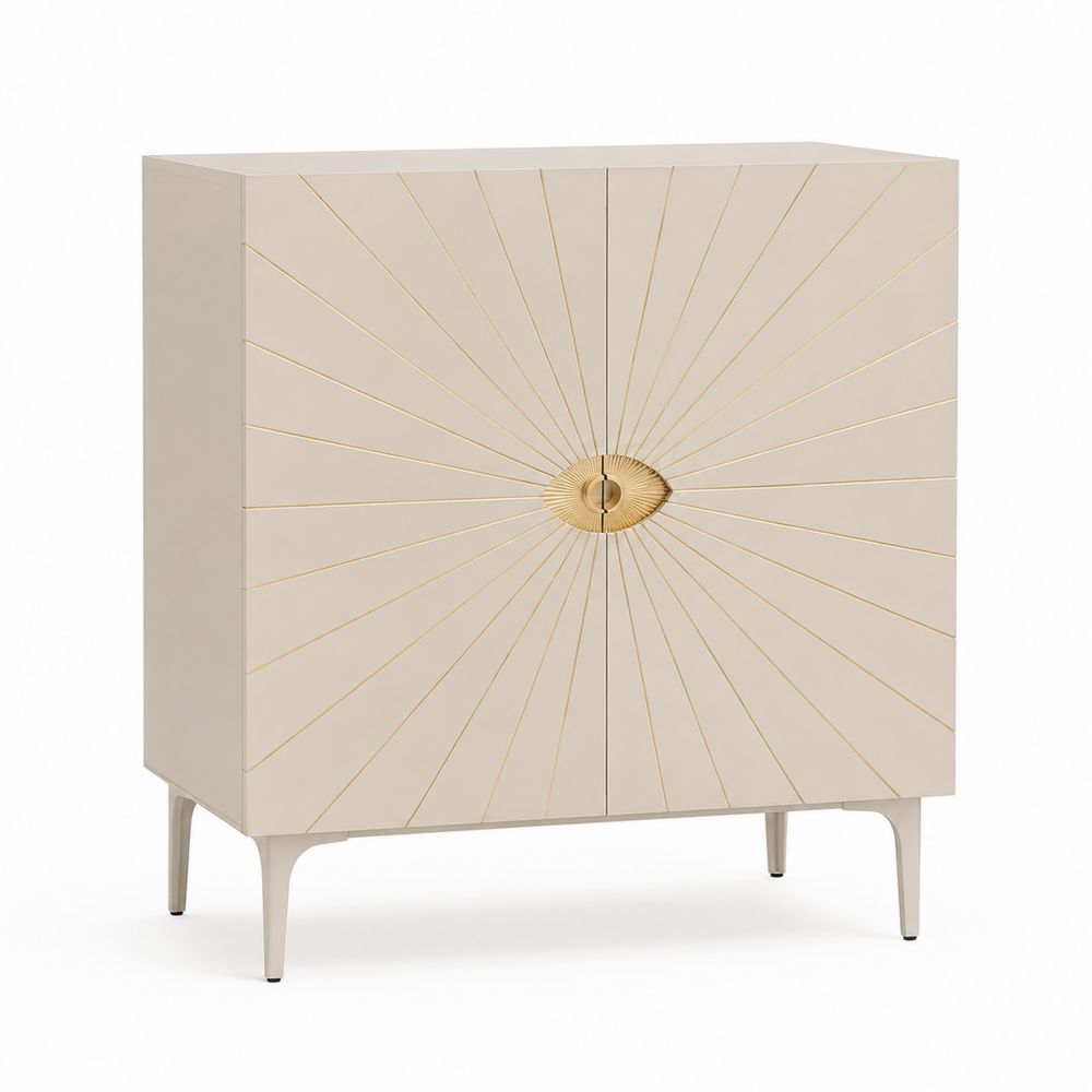 Armario de MDF con Acabado Dorado de 90x40x120 cm Beige