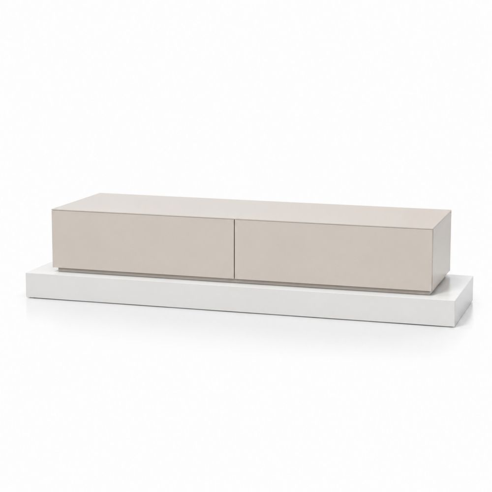Mueble para TV de MDF lacado en Beige y Blanco, 150x40x45 cm