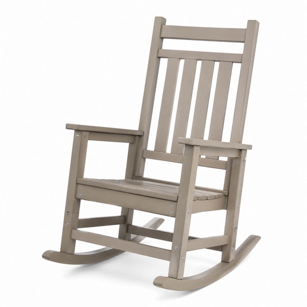 Silla mecedora de madera con acabado Beige