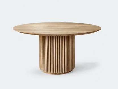Mesas de jardín mesa redonda madera maciza 120x120x75 cm - marrón - diseño moderno-Danaiaroom