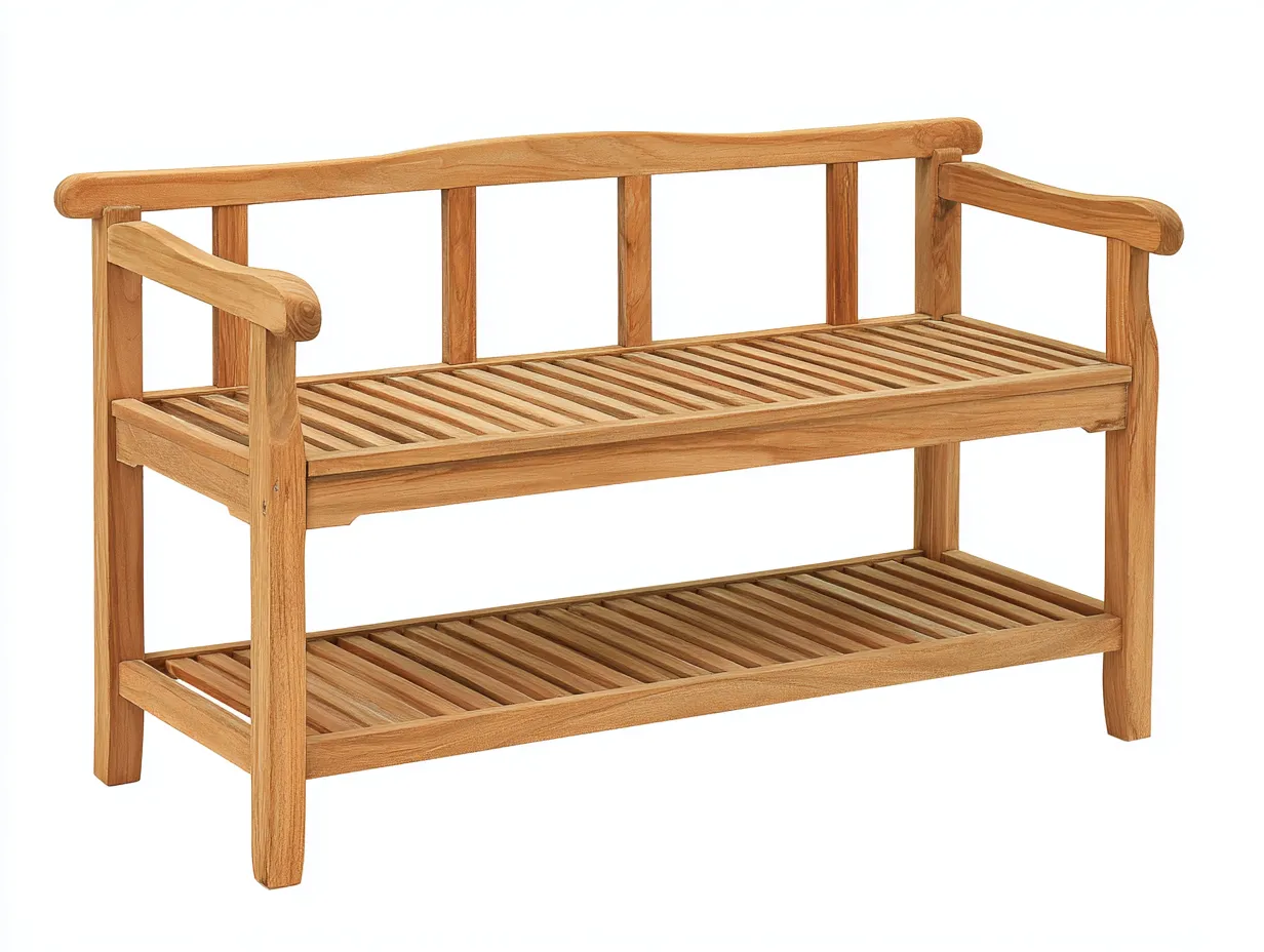 Bancos de jardín banco de madera maciza 120x45x85 cm - marrón - con estante inferior-Danaiaroom