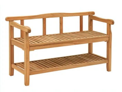 Bancos de jardín banco de madera maciza 120x45x85 cm - marrón - con estante inferior-Danaiaroom