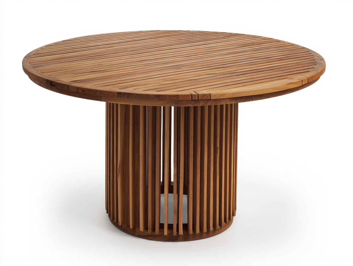 Mesas de jardín redonda de madera 118x118x75 cm color teca para jardín - diseño contemporáneo-Danaiaroom