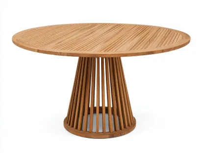 Mesas de jardín mesa redonda madera maciza 130x130x75 cm - marrón - diseño moderno-Danaiaroom