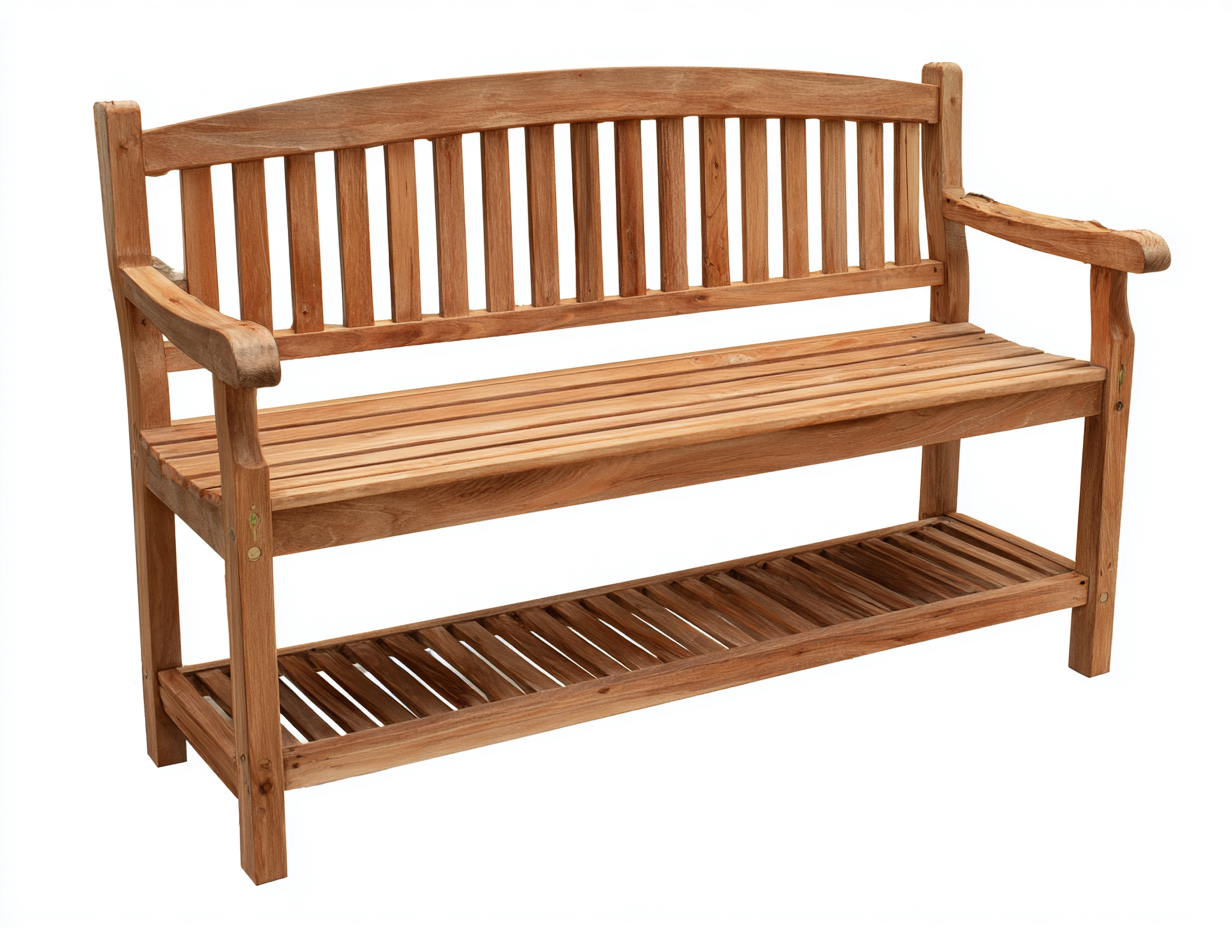 Bancos de jardín de madera con estante inferior 122x58x88 cm color teca para jardín - diseño funcional-Danaiaroom