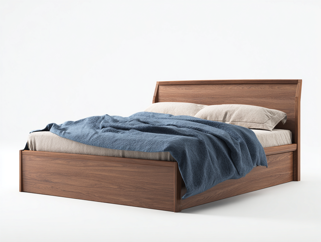 Camas dobles cama matrimonial madera maciza color marrón oscuro 200x160x95 cm para dormitorio - estilo moderno-Danaiaroom