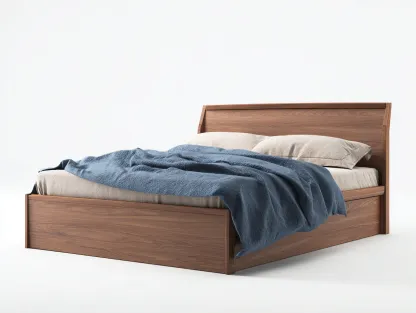 Camas dobles cama matrimonial madera maciza color marrón oscuro 200x160x95 cm para dormitorio - estilo moderno-Danaiaroom