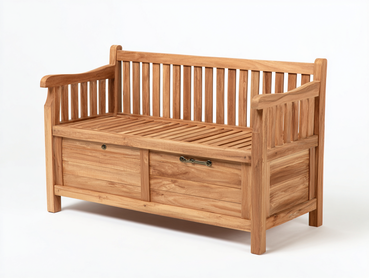 Bancos de jardín banco de jardín madera maciza con almacenamiento color natural 120x60x85 cm para exterior - estilo clásico-Danaiaroom