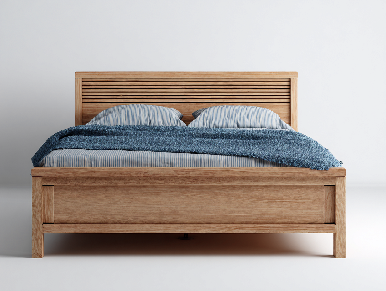 Camas dobles cama matrimonial madera maciza color natural 200x160x100 cm para dormitorio - estilo moderno-Danaiaroom
