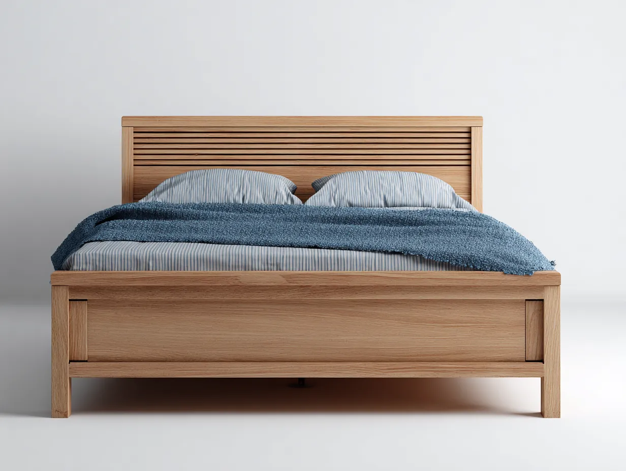 Camas dobles cama matrimonial madera maciza color natural 200x160x100 cm para dormitorio - estilo moderno-Danaiaroom