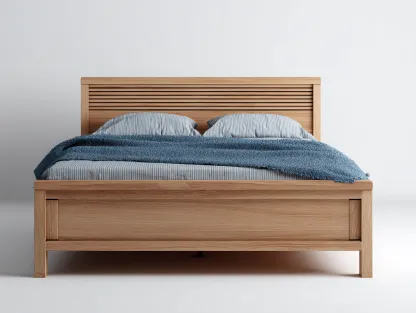 Camas dobles cama matrimonial madera maciza color natural 200x160x100 cm para dormitorio - estilo moderno-Danaiaroom
