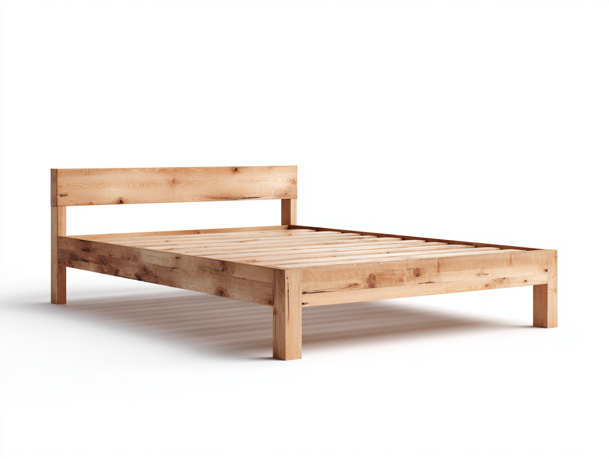 Camas dobles cama madera maciza 200x140x85 cm natural minimalista resistente-Danaiaroom