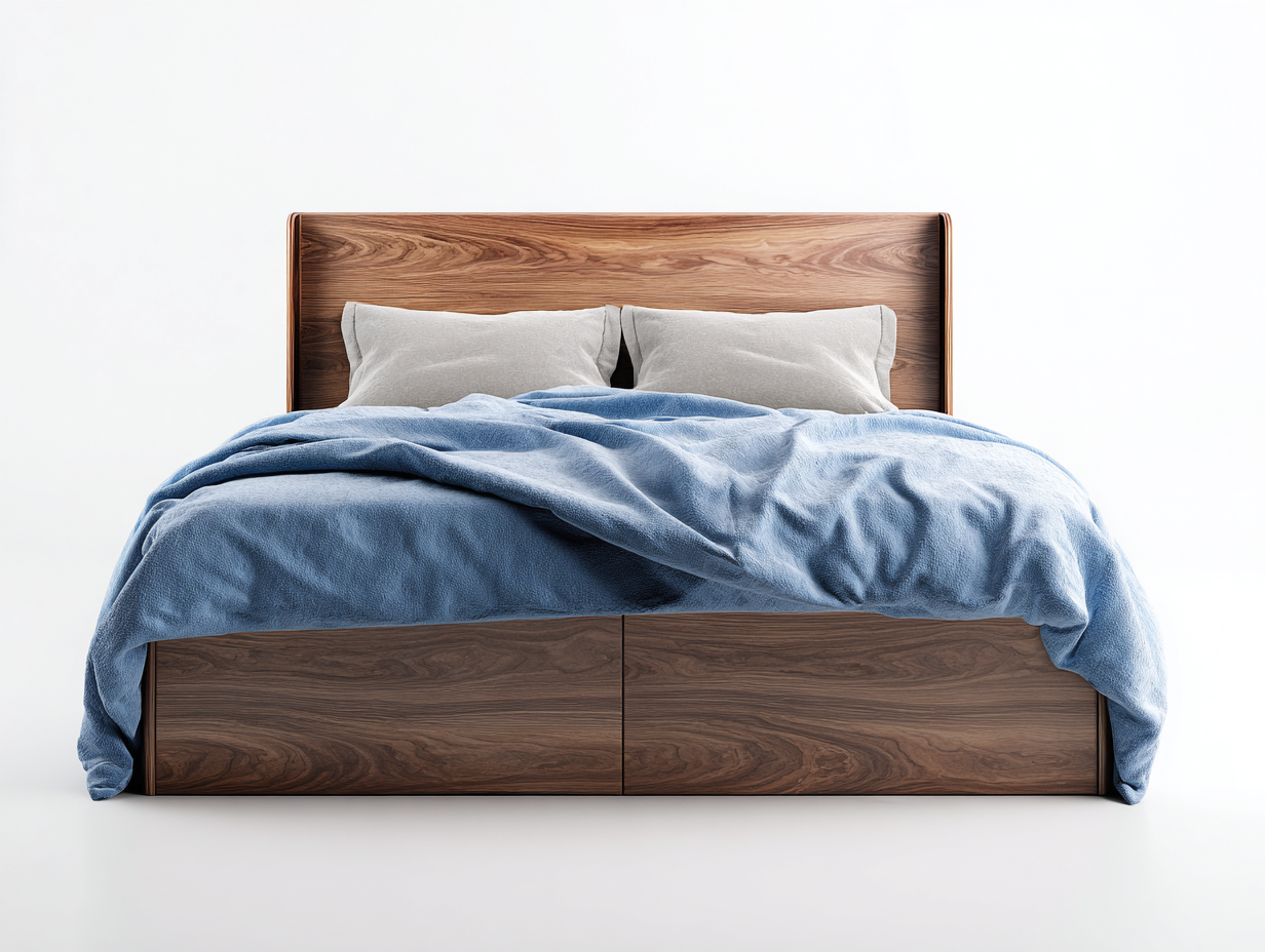Camas dobles de madera con almacenamiento 205x168x110 cm nogal para dormitorio - diseño moderno-Danaiaroom