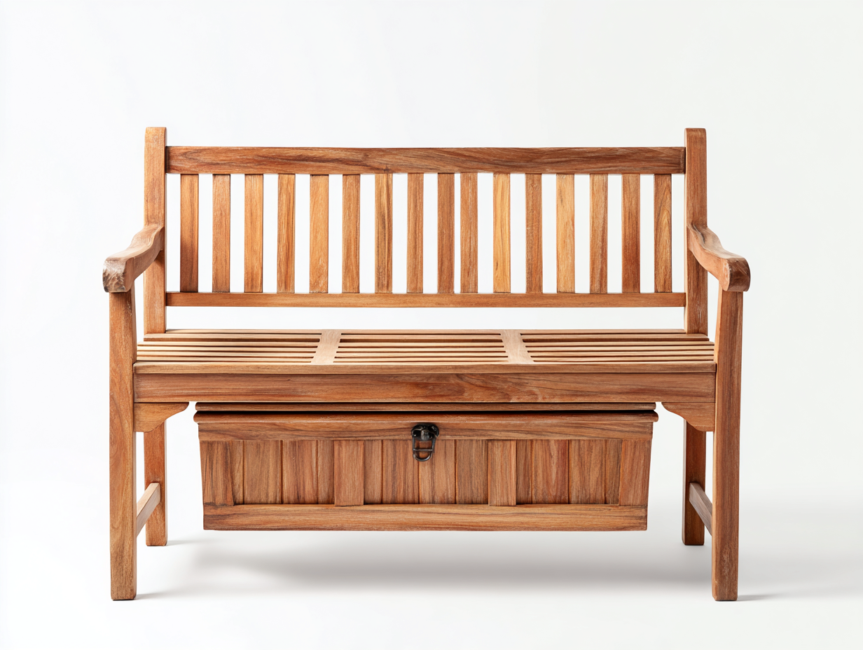 Bancos de jardín banco de jardín madera maciza con cajón de almacenamiento color natural 130x60x90 cm para exterior - estilo clásico-Danaiaroom