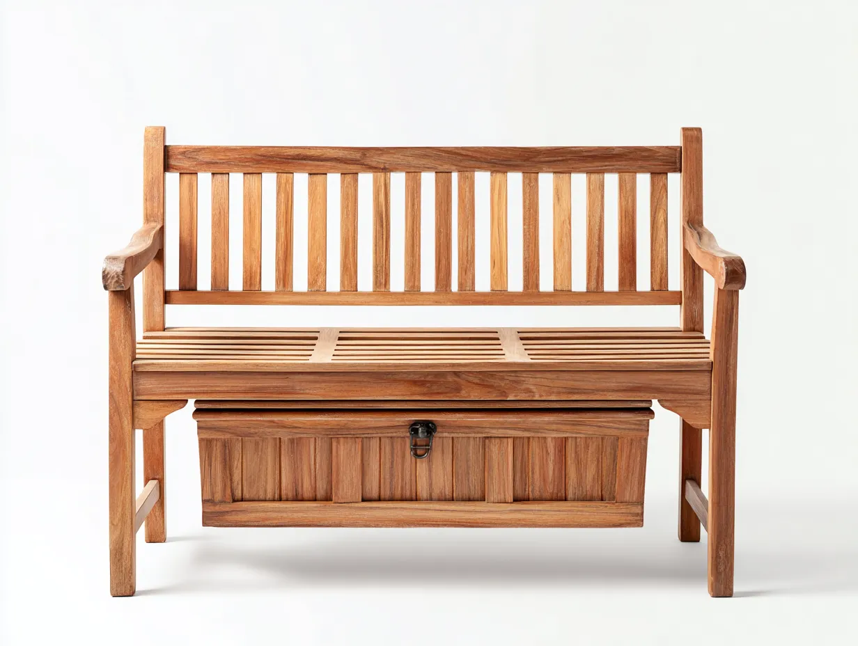 Bancos de jardín banco de jardín madera maciza con cajón de almacenamiento color natural 130x60x90 cm para exterior - estilo clásico-Danaiaroom