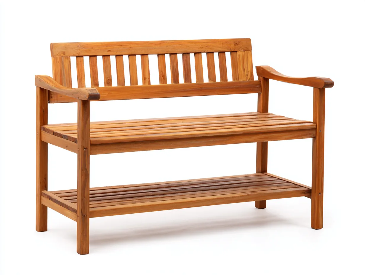 Bancos de jardín banco madera maciza 110x55x85 cm marrón clásico con estante inferior-Danaiaroom