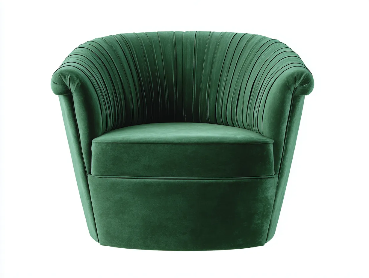 Sillón 90x84x79 cm - terciopelo verde esmeralda - respaldo plisado - para salón-Vilinzihome