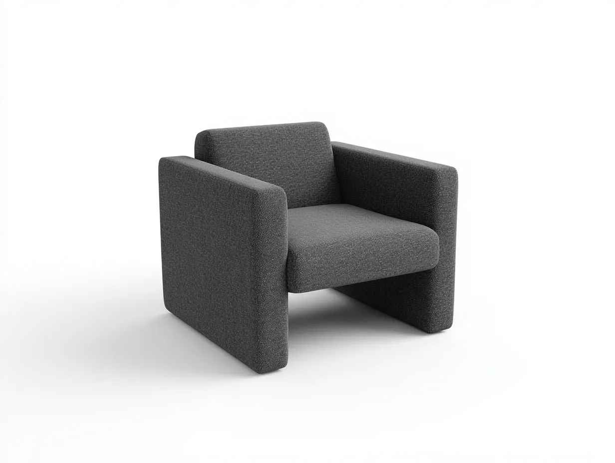 Sillón 82x78x74 cm - tejido gris oscuro - líneas arquitectónicas - para salón-Vilinzihome