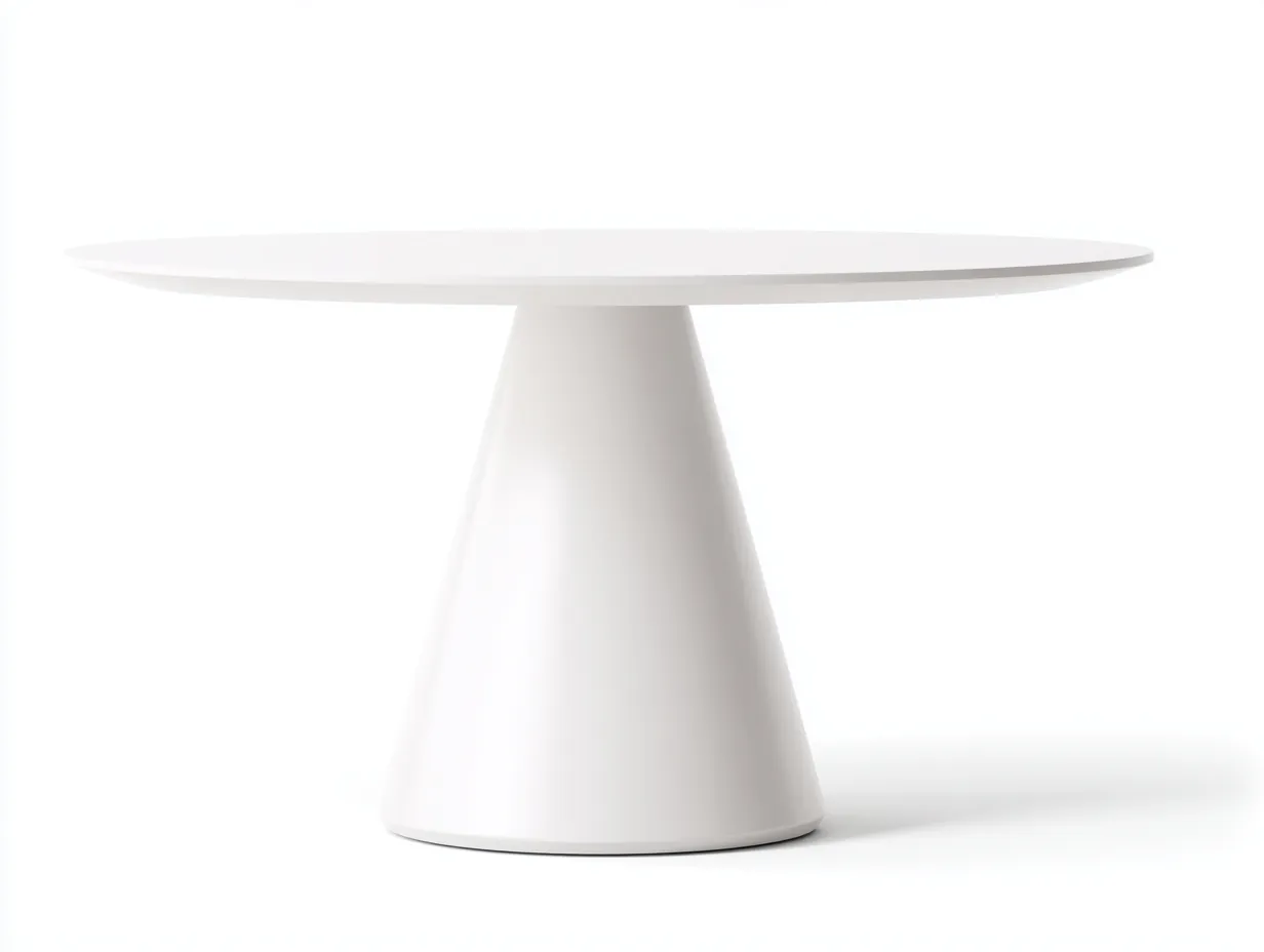 Mesa de comedor 130x130x75 cm - blanco mate - mesa redonda con base cónica - para comedor-Vilinzihome