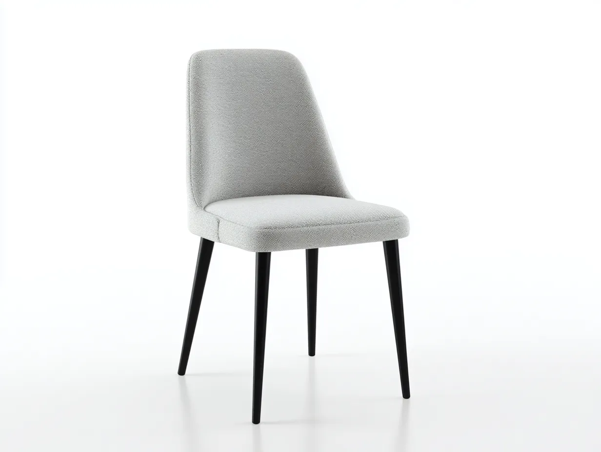 Silla de comedor 48x58x85 cm - tela y metal - gris claro y negro - para comedor - con respaldo inclinado contemporáneo-Vilinzihome