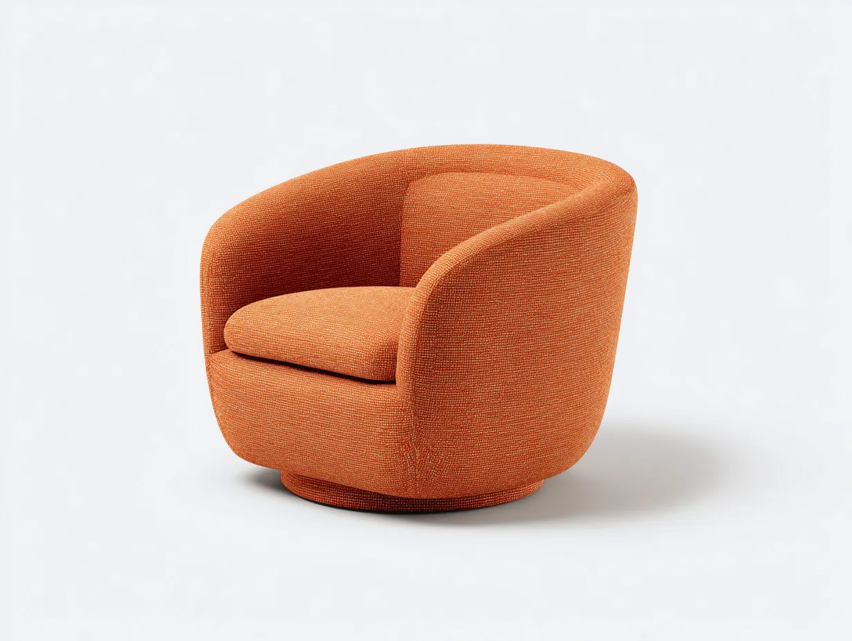 Sillón 84x80x76 cm - tejido naranja caldera - giratorio compacto - para salón-Vilinzihome