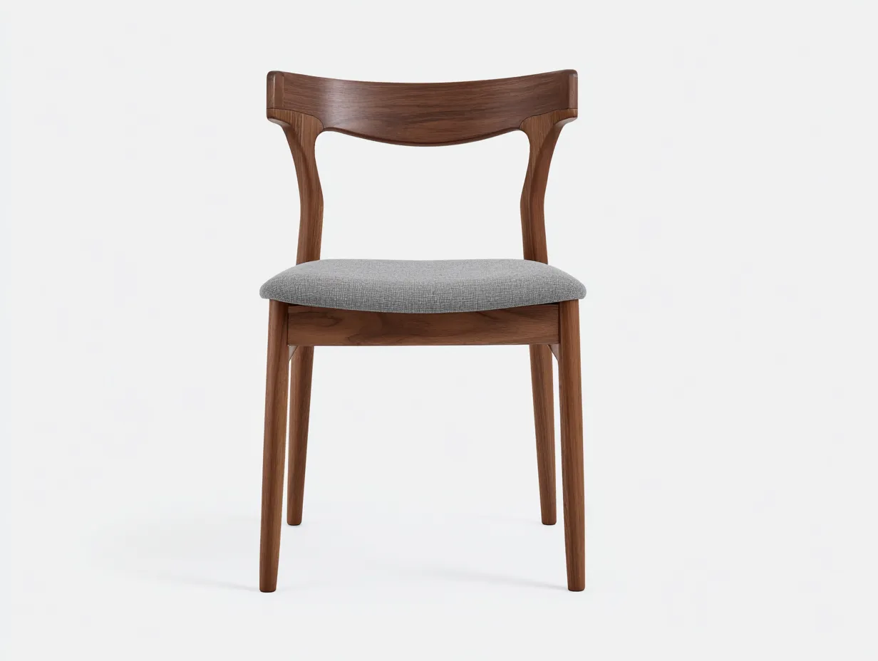 Silla de comedor 54x56x79 cm - madera de nogal y tela - nogal y gris - para comedor - con respaldo curvo escandinavo-Vilinzihome