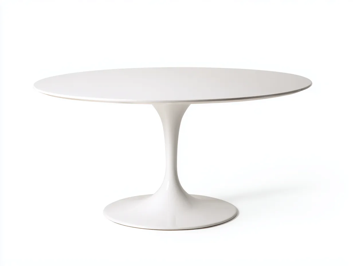 Mesa de comedor 120x120x73 cm - blanco satinado - pedestal tulipán fino - para comedor - estilo limpio-Vilinzihome
