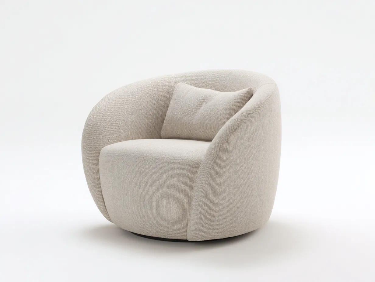 Sillón 92x88x79 cm - tejido crema - giratorio curvo - para salón-Vilinzihome