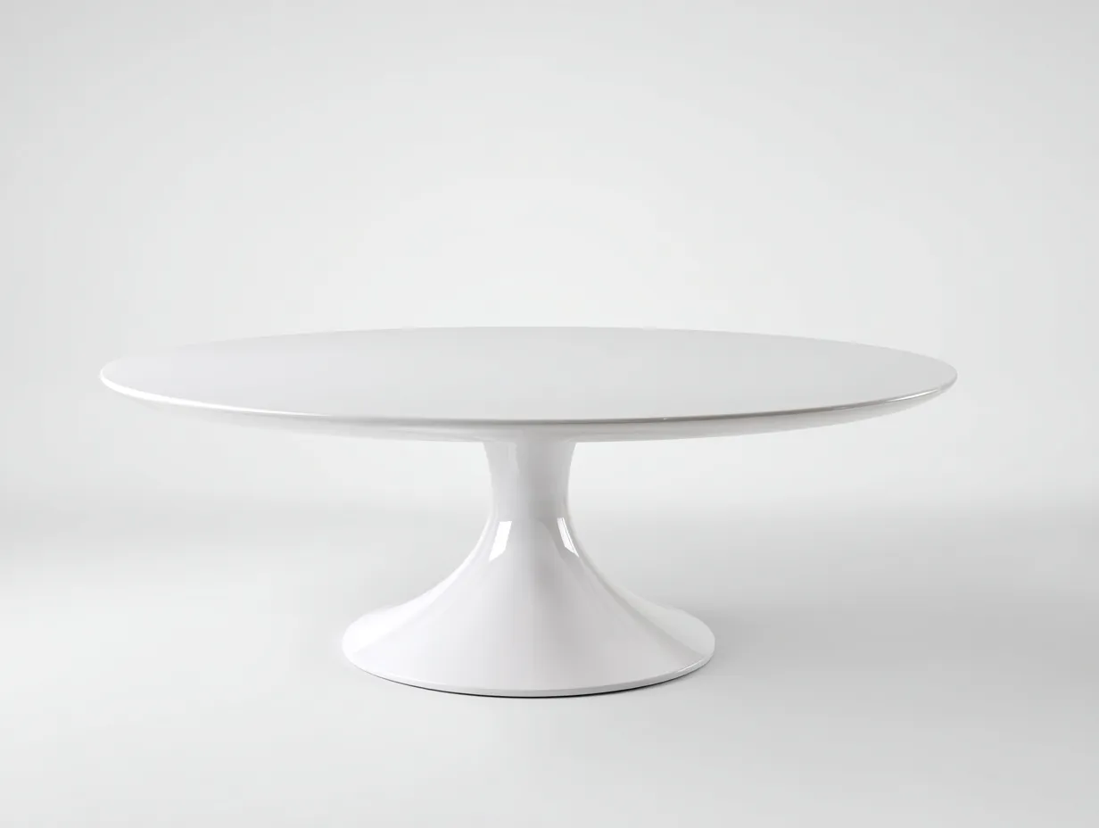 Mesa de comedor 120x120x74 cm - blanco brillo - pedestal tulipán - para comedor - estilo retro moderno-Vilinzihome