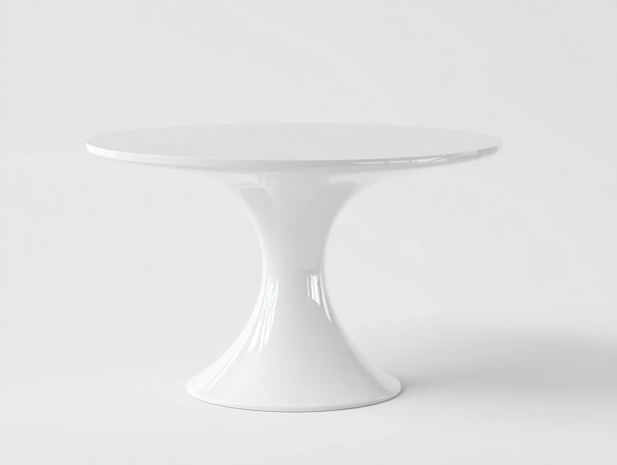 Mesa de comedor 118x118x74 cm - blanco brillo - pedestal tulipán ancho - para comedor - imagen sofisticada-Vilinzihome