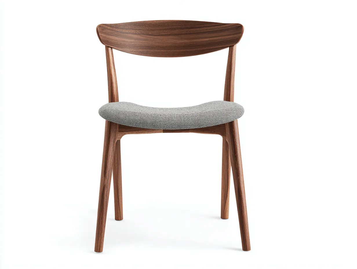 Silla de comedor 51x54x79 cm - madera y tela - nogal y gris - para comedor - con respaldo curvo escandinavo-Vilinzihome