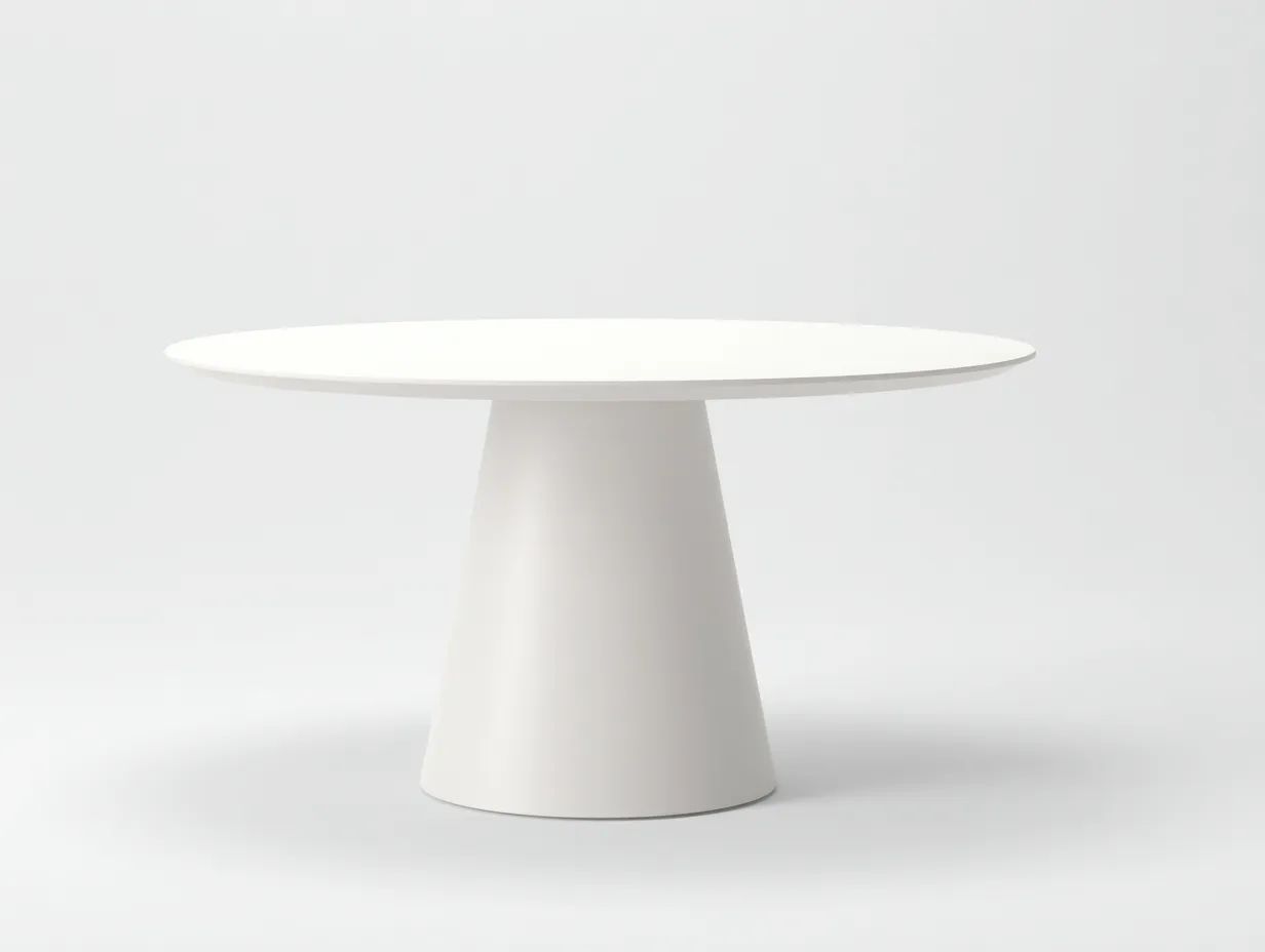 Mesa de comedor 120x120x75 cm - blanco mate - base cónica - para comedor - estilo minimalista-Vilinzihome