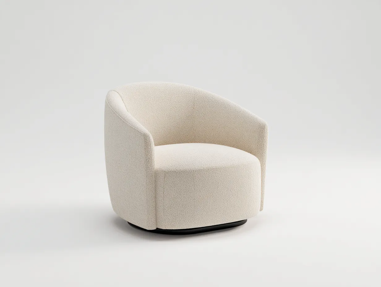 Sillón 82x80x76 cm - tejido crema - giratorio minimalista - para salón-Vilinzihome