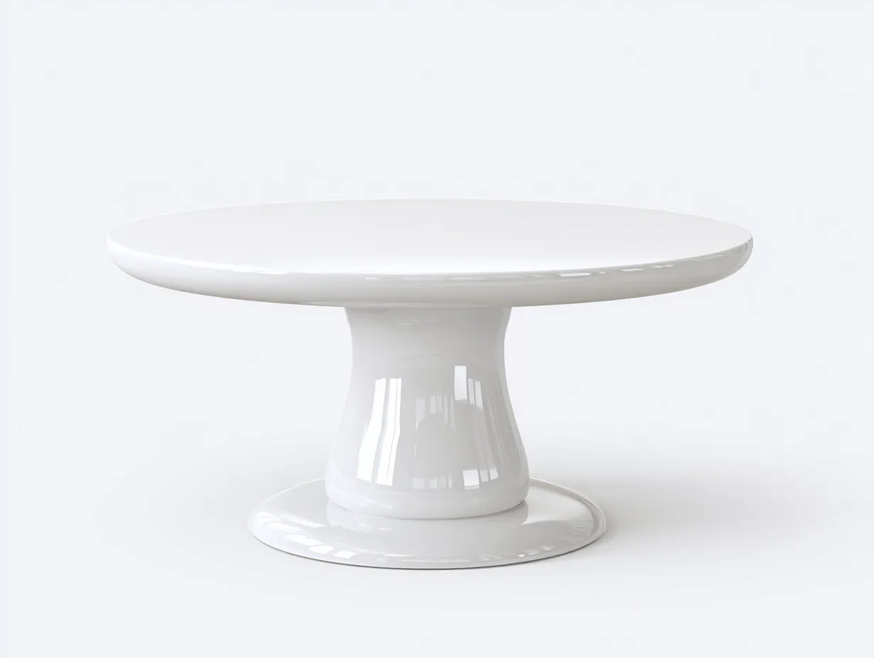 Mesa de comedor 125x125x73 cm - blanco brillo - pedestal bajo redondo - para comedor - imagen ligera-Vilinzihome