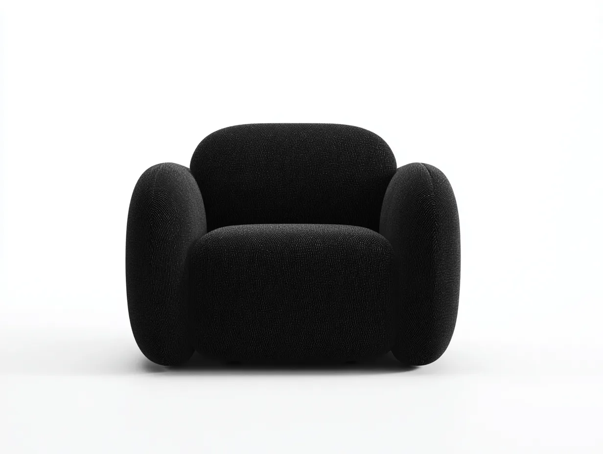 Sillón 94x86x76 cm - tejido negro - diseño curvo compacto - para salón-Vilinzihome