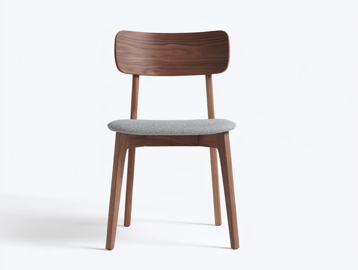 Silla de comedor 50x53x80 cm - madera y tela - nogal y gris - para comedor - con asiento tapizado nórdico-Vilinzihome