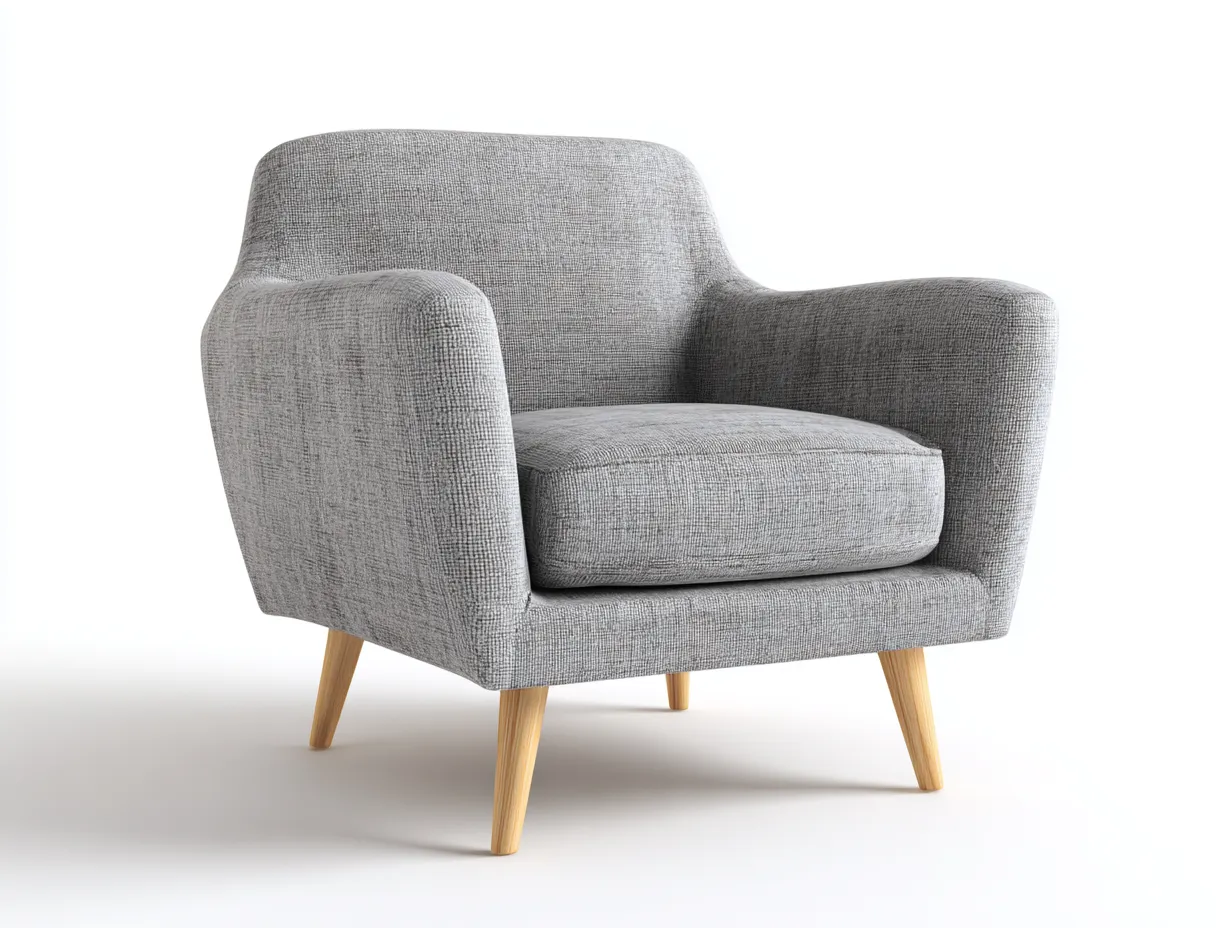 Sillón 86x82x84 cm - tejido gris claro - patas de madera - para salón-Vilinzihome