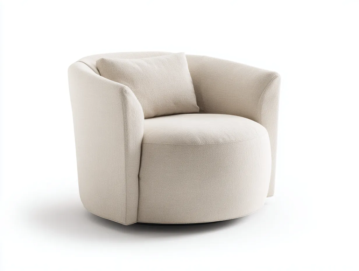 Sillón 90x86x78 cm - bouclé marfil - giratorio envolvente - para salón-Vilinzihome