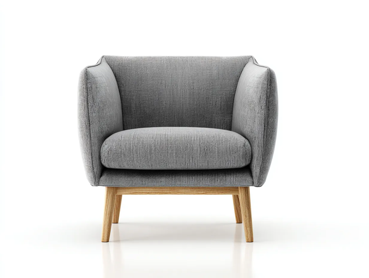 Sillón 84x80x83 cm - tejido gris perla - base de madera clara - para salón-Vilinzihome