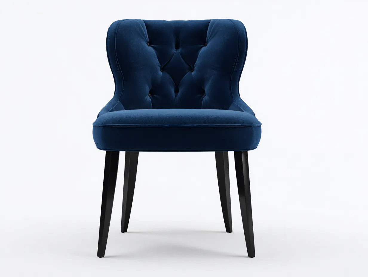 Silla de comedor 56x62x87 cm - terciopelo - azul oscuro - para comedor - con respaldo capitoné clásico-Vilinzihome