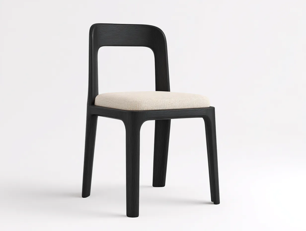 Silla de comedor 55x56x79 cm - madera negra y tela - negro y beige - para comedor - con brazos integrados-Vilinzihome