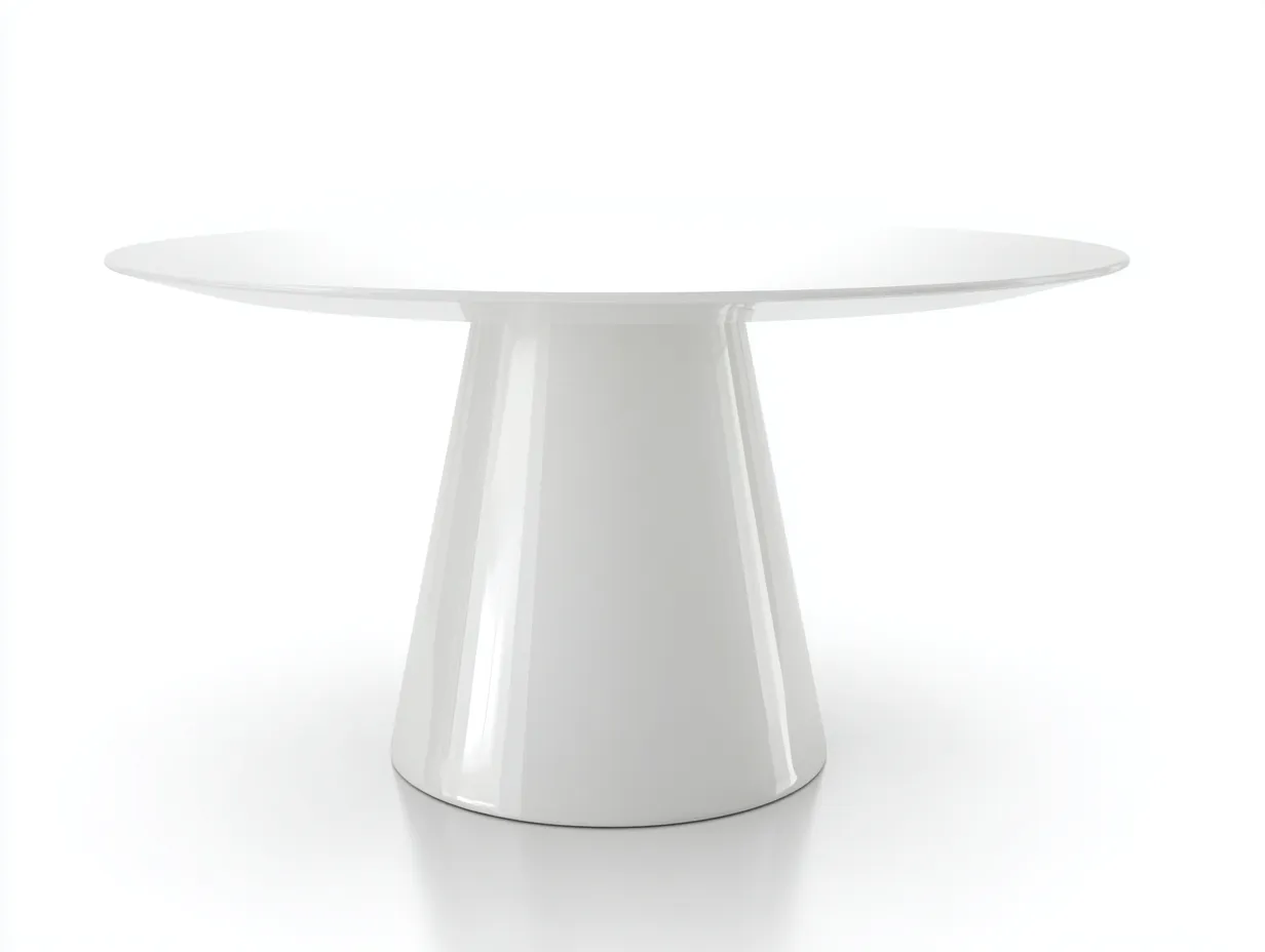 Mesa de comedor 125x125x75 cm - blanco brillo - base central curvada - para comedor - diseño redondo elegante-Vilinzihome