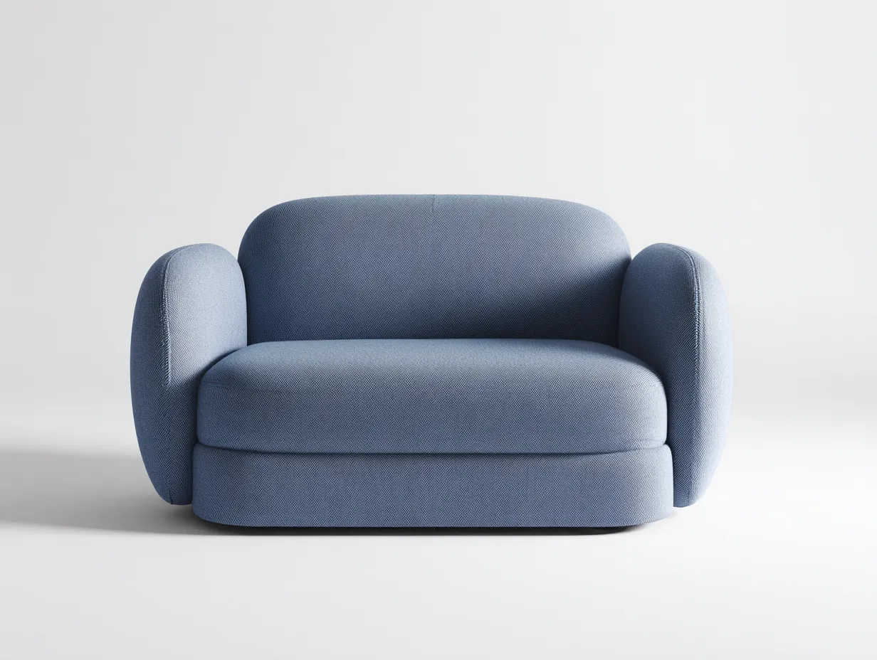 Sillón 108x92x76 cm - tapizado azul claro - diseño curvo compacto - para salón-Vilinzihome