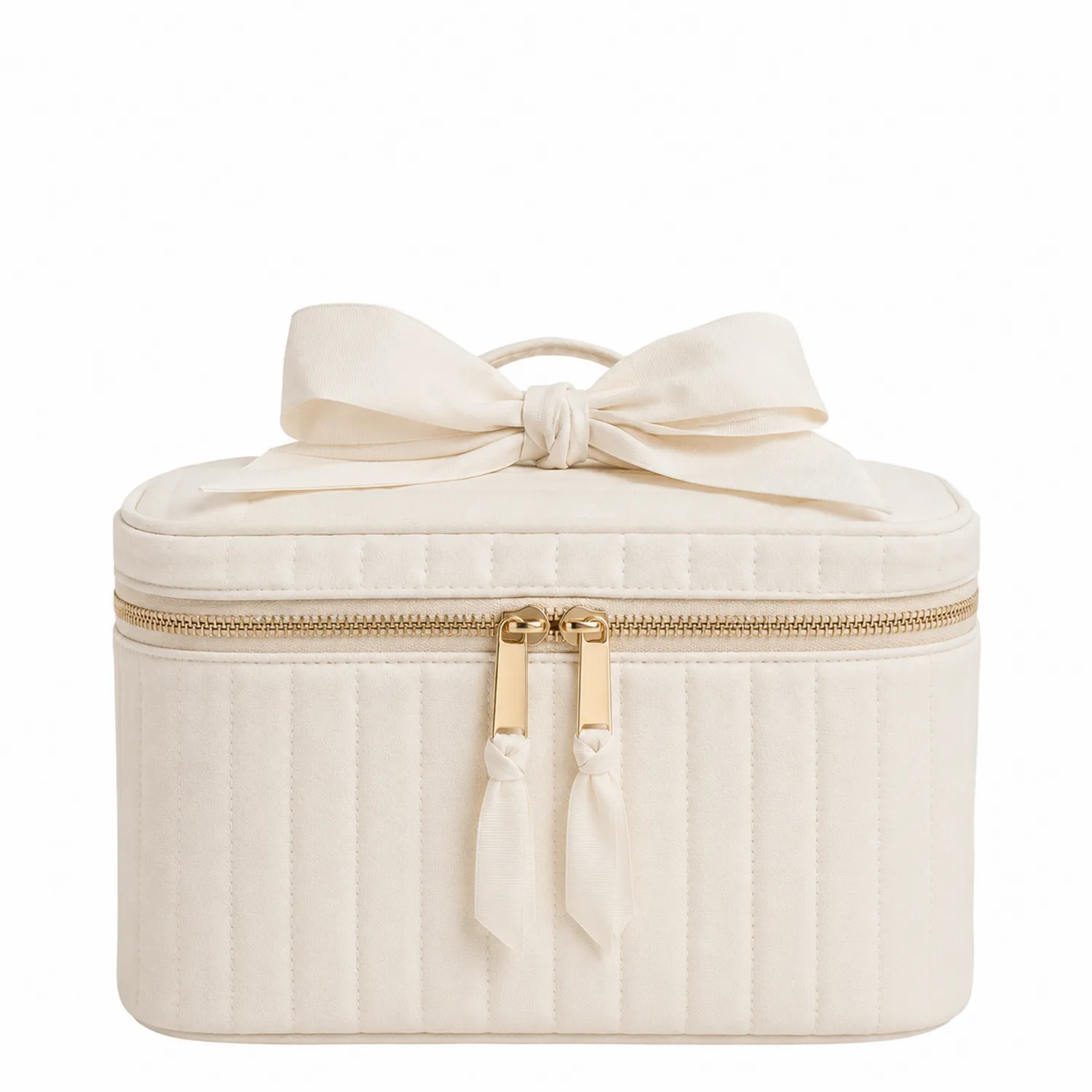 Neceser Crema con Lazo Decorativo