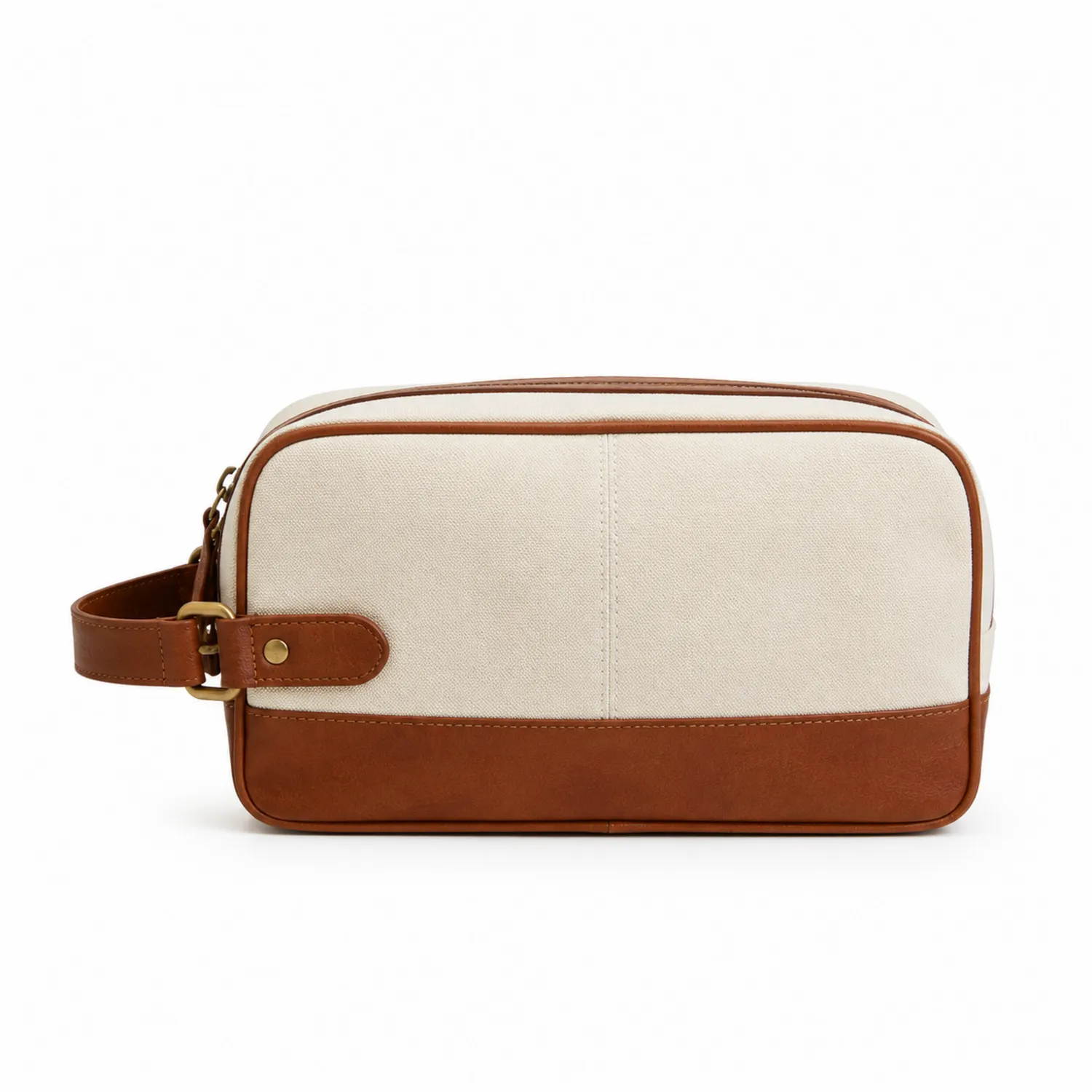 Neceser de Viaje Beige y Marrón con Detalles Elegantes