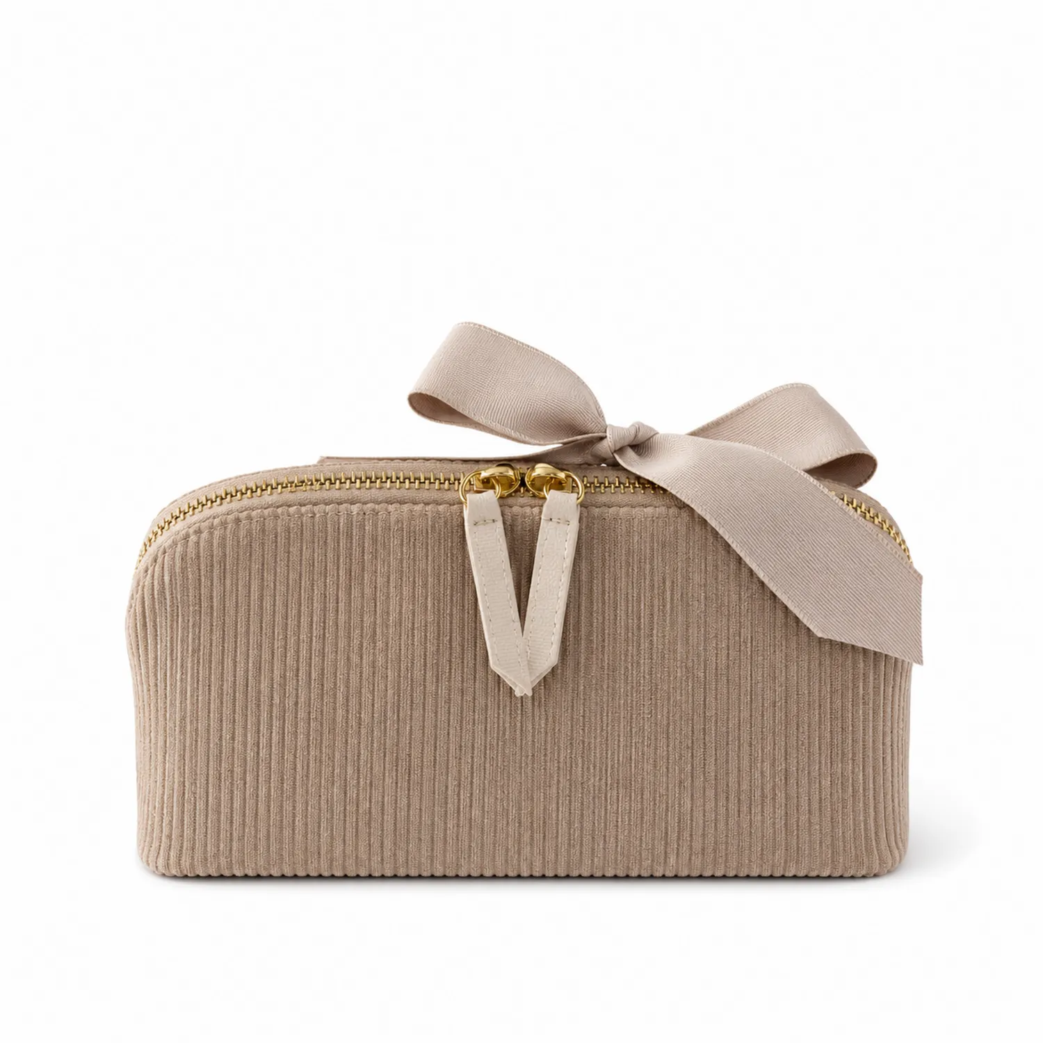 Cosmetiquero Beige con Lazo Decorativo
