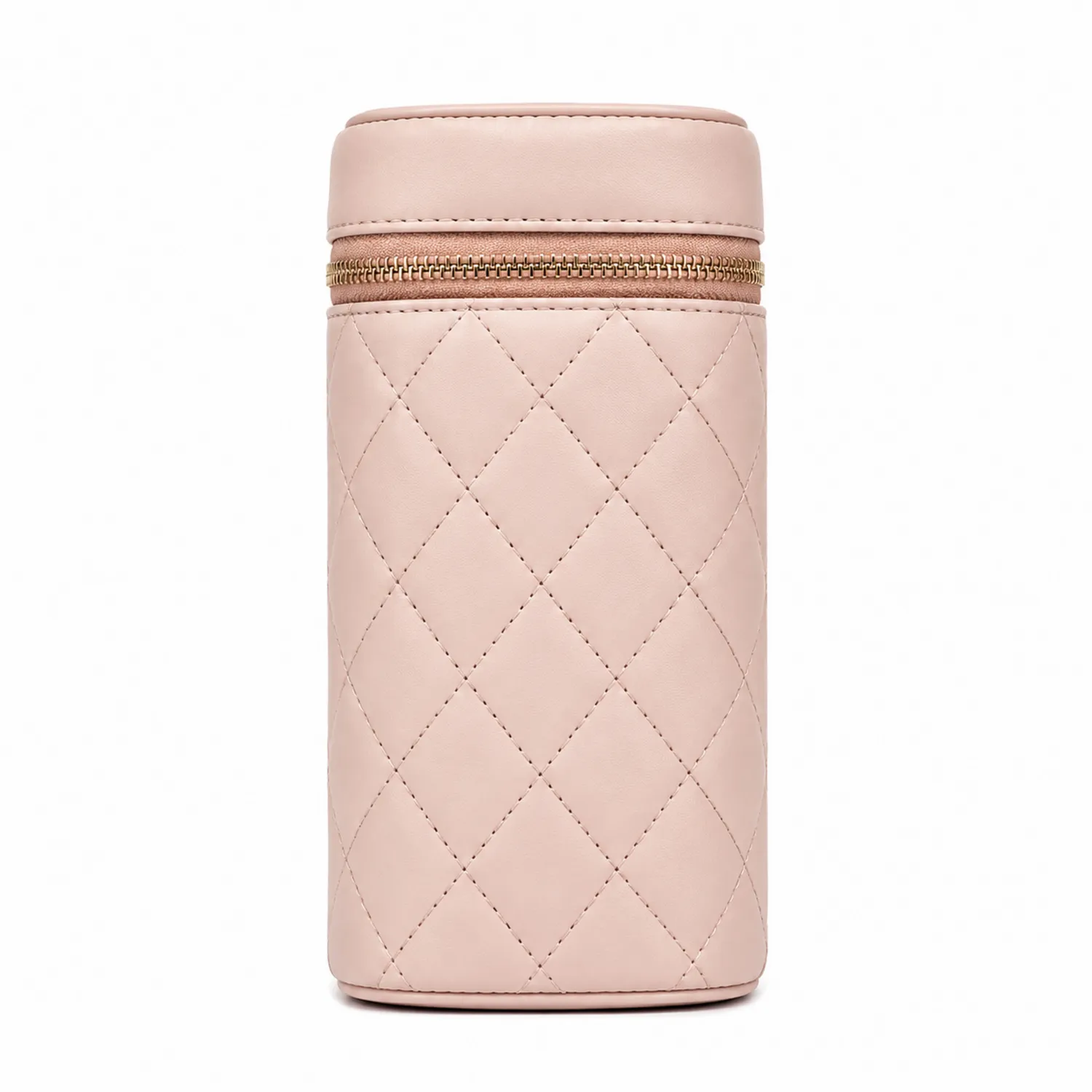Estuche de Maquillaje Cilíndrico Acolchado Rosa