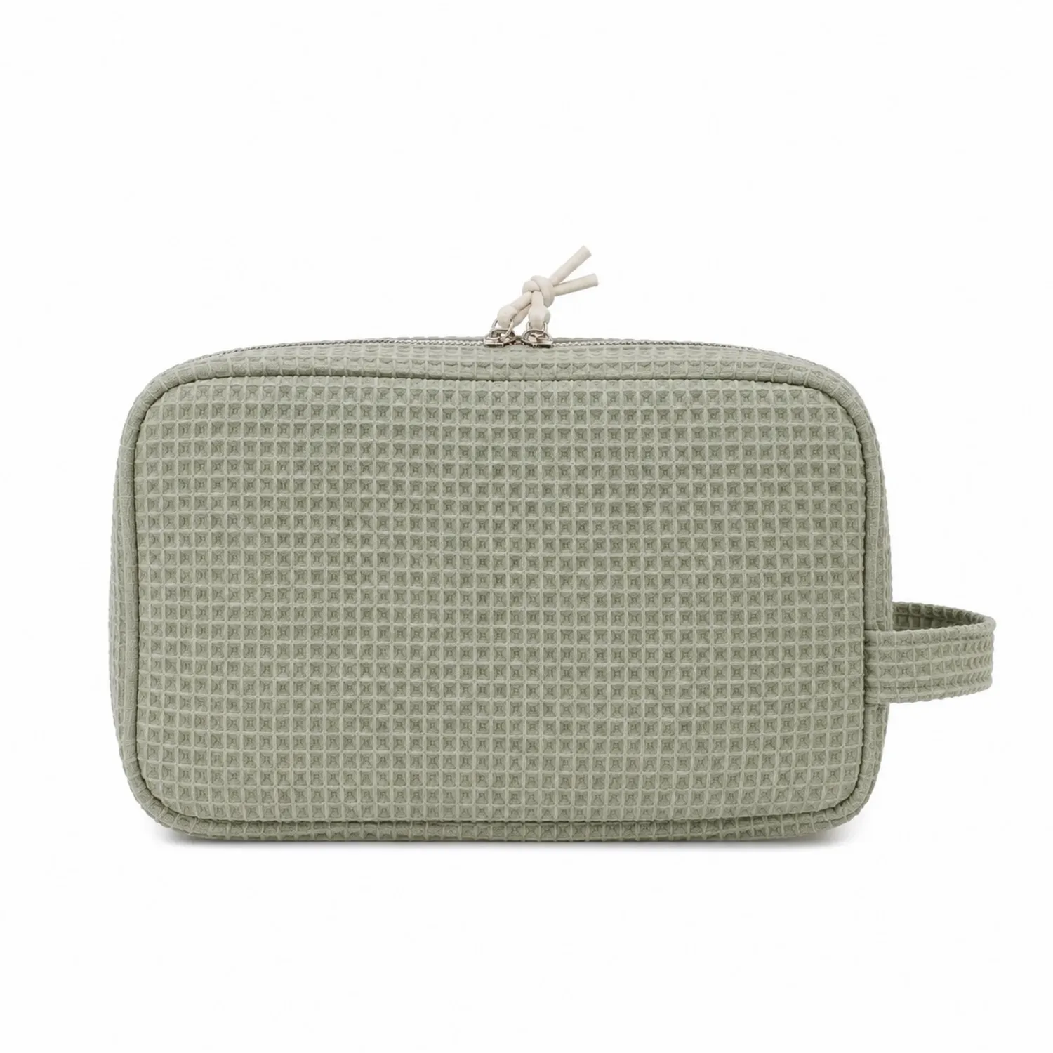 Neceser Rectangular Verde con Cremallera y Diseño de Cuadros
