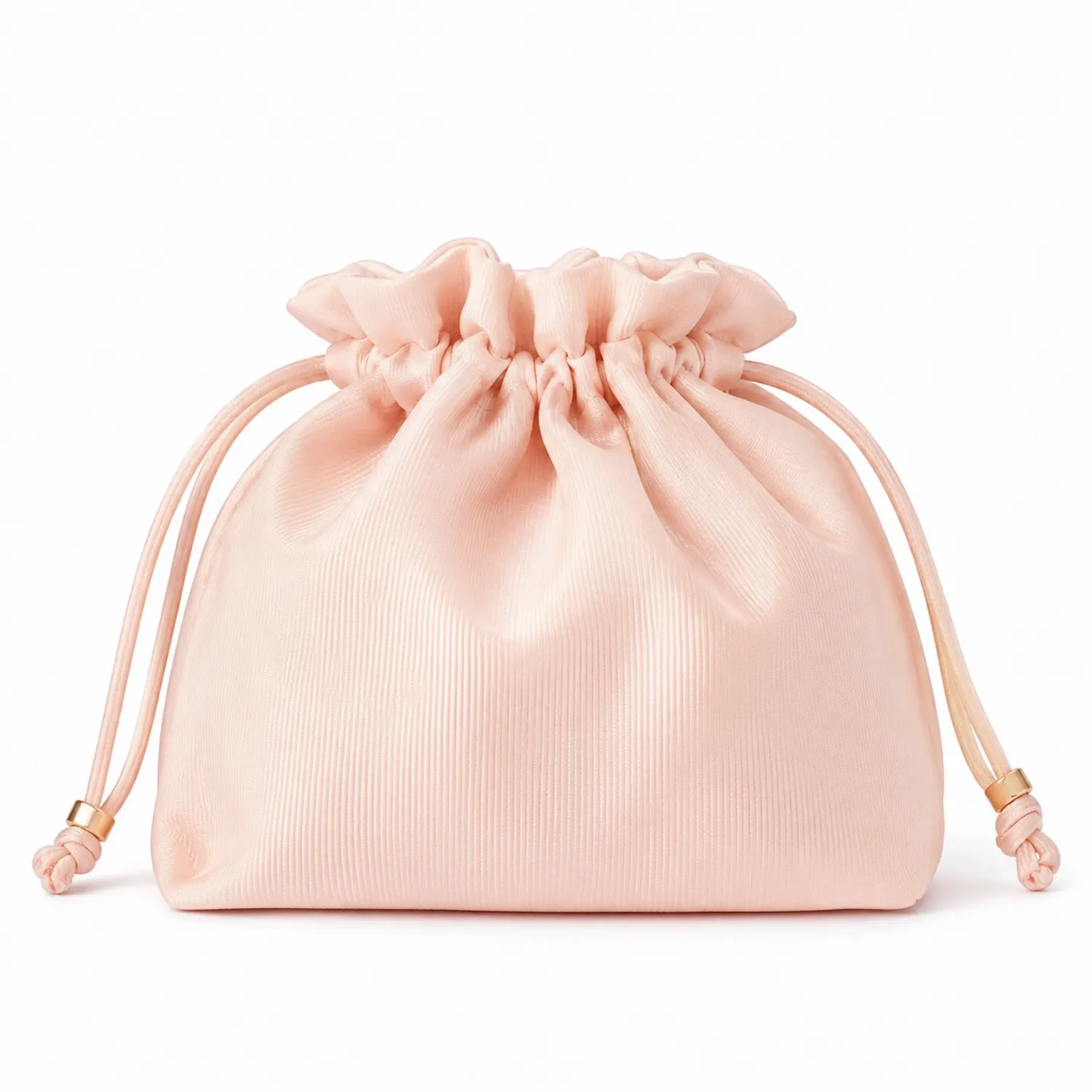Bolsa de Cosméticos Rosa Suave con Cierre de Cordón