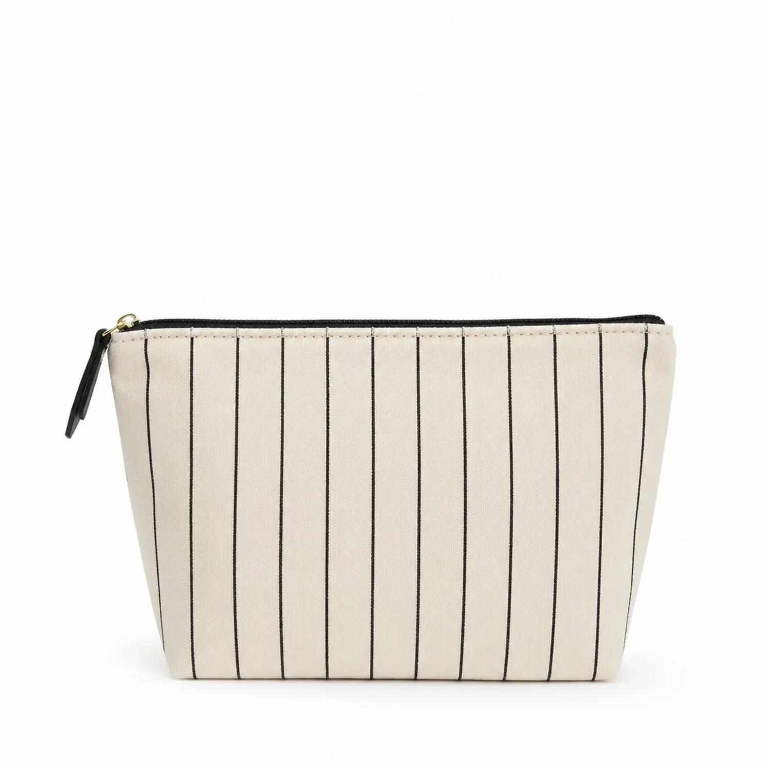 Neceser trapezoidal de rayas verticales color beige